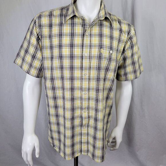 Timberland Yellow and Gray Button Down Collared Shirt - Picture 1 of 7